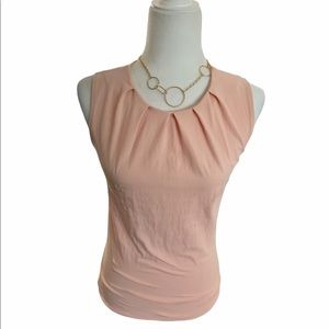 Ralph Lauren shell pink top w/ pintucking@neck. XS
